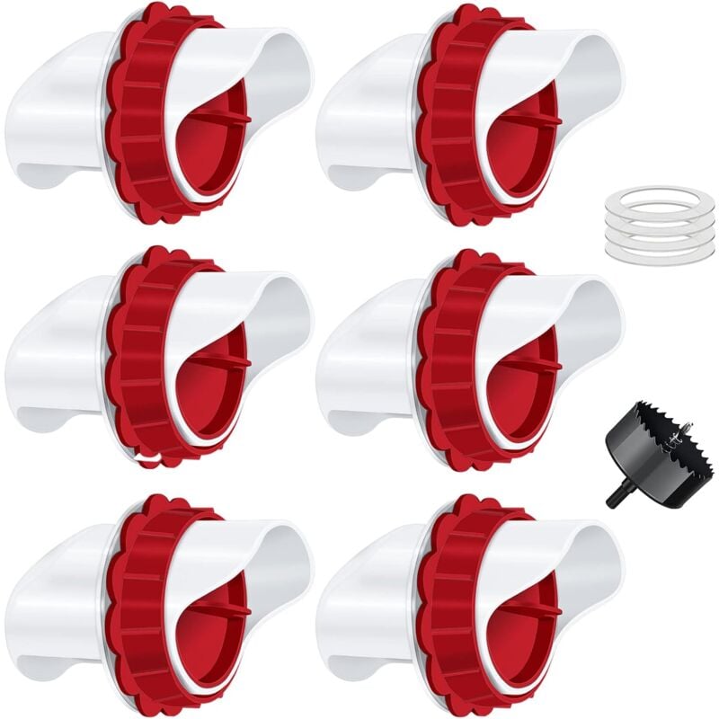 Bluedeer - Mangeoire Poules, Mangeoire Poule Automatique, 6 Ports diy Mangeoire à volaille Gravité Kit pour Seaux Tonneaux Bacs