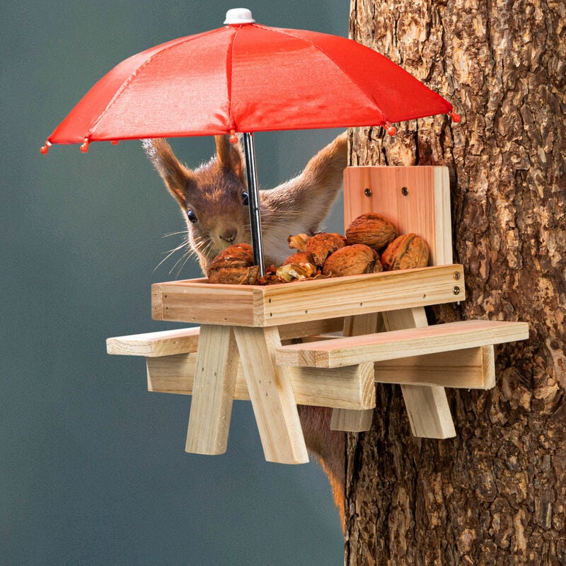 Mangeoire pour écureuils picknick avec parapluie