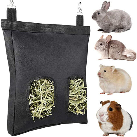 Mangeoire pour lapin, cochon d'Inde, foin, mangeoire pour lapin, chinchilla, sac de rangement en plastique noir -Superma