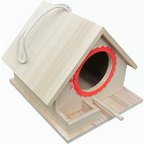 Party Rosso Nichoir à oiseaux en bois pour jardin extérieur