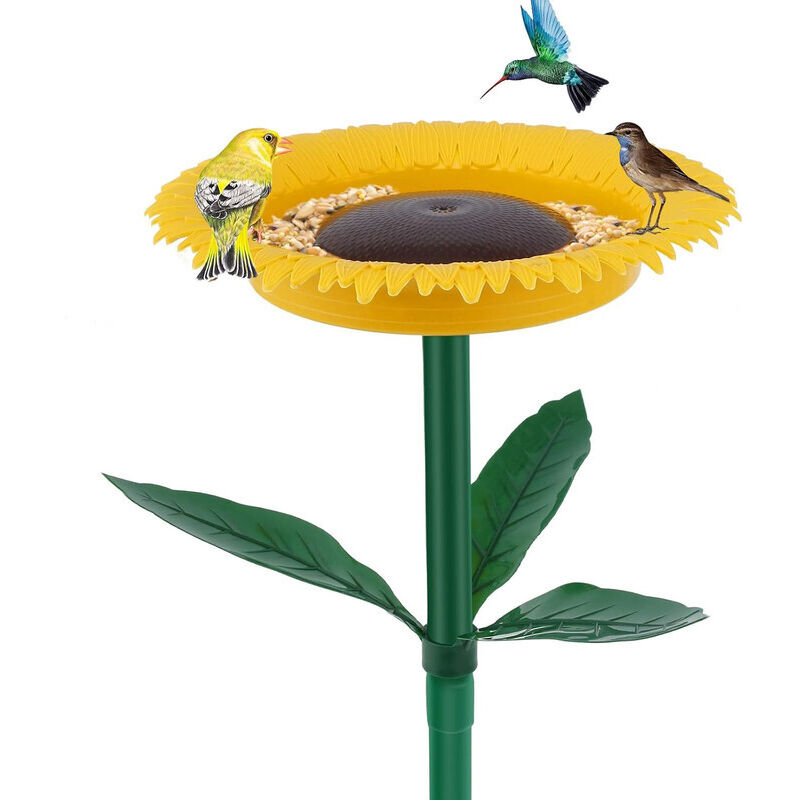 Mangeoire pour oiseaux forme tournesol – Petit bassin pour bain et nourriture – Plateau fleur décoratif pour jardin, terrasse ou parc