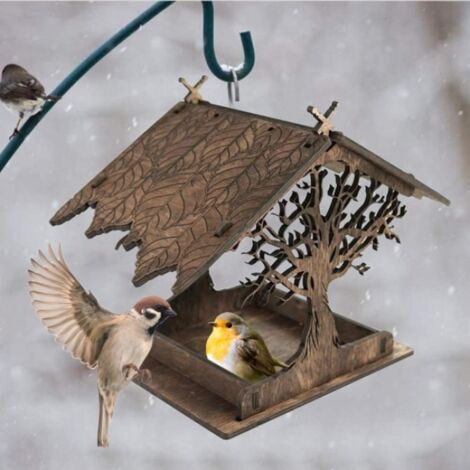 Mangeoire pour oiseaux sauvages d'extérieur, mangeoire en bois, nichoir d'extérieur