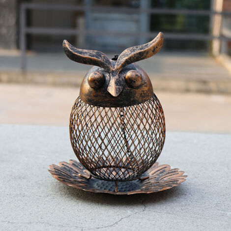 Mangeoire pour Oiseaux Sauvages en Forme de Chouette, Mangeoire à Suspension en Maille Métallique pour Décoration de Jardin et Cour Extérieure