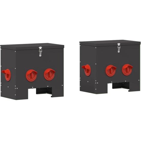 Mangeoire pour poules 2 pcs Noir 60,5 x 29 x 51 cm CFW434136