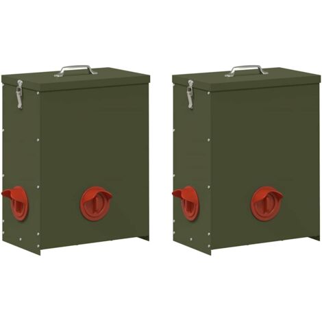 Mangeoire pour poules 2 pcs Vert olive 32,5 x 20,5 x 43 cm CFW108463