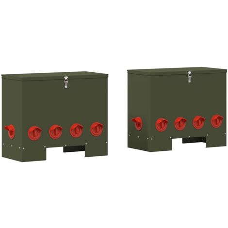 Mangeoire pour poules 2 pcs Vert olive 60,5 x 29 x 51 cm CFW448958