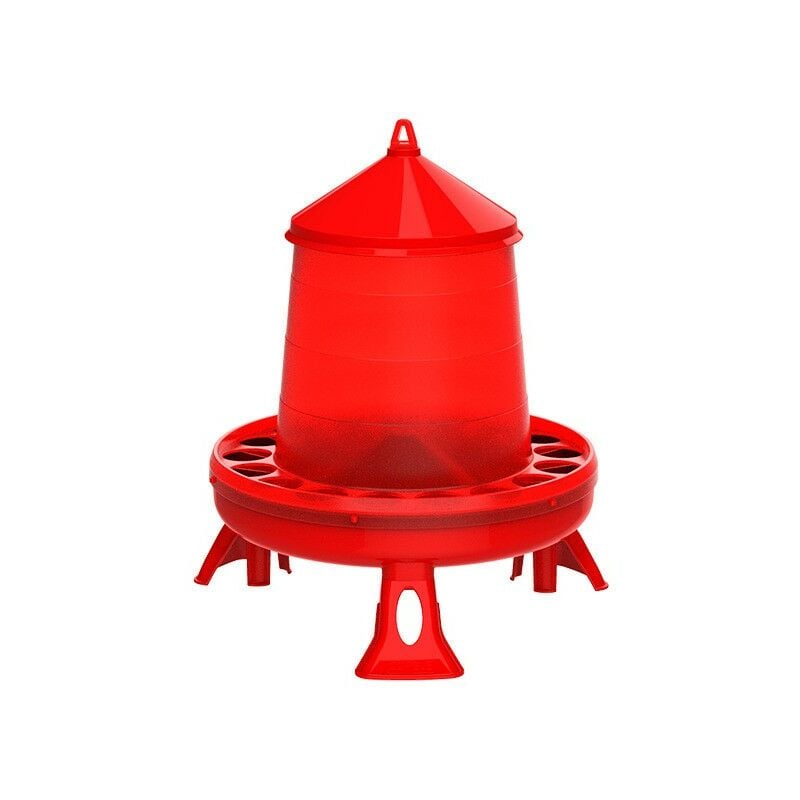 Mangeoire pour poulets en plastique avec pieds 8 Kg, 37x37x45 cm, rouge