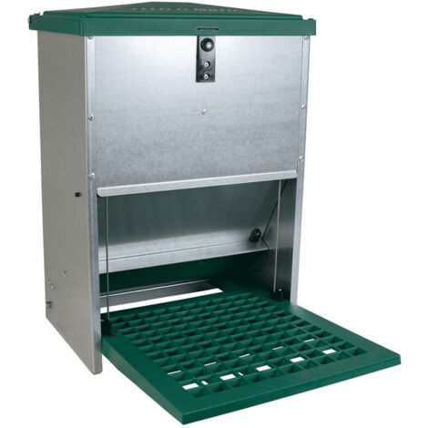 Mangeoire renforcée 12 kg – Anti-rats avec plaque en acier – Pédale ajourée pour accès volaille – Résistante aux intempéries – Olba