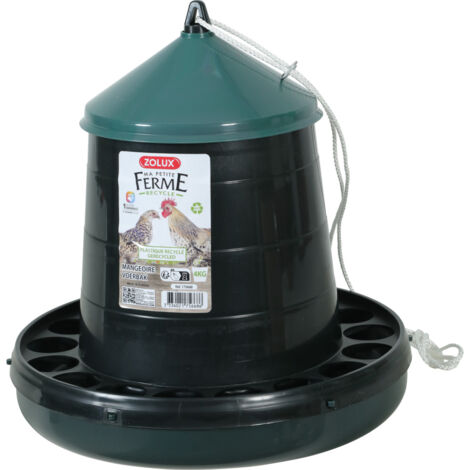 Mangeoire silo en plastique recyclé vert, capacité 4 kg, basse cour - zolux