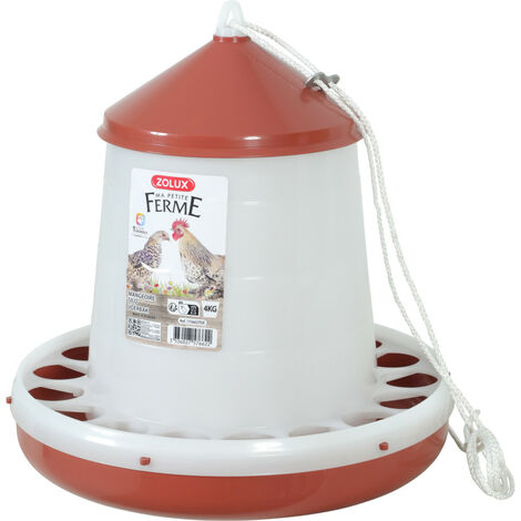 Mangeoire silo en plastique rouge, capacité 4 kg, basse cour - zolux