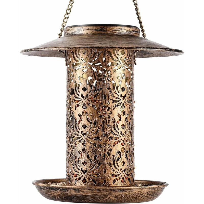 Mangeoire Solaire pour Oiseaux en Métal,Mangeoire pour Oiseaux Extérieur Mangeoire Lanterne Oiseaux Mangeoire Oiseaux Imperméable Distributeur de