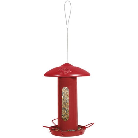 Mangeoire solo métal rouge H 44 cm pour oiseaux - animallparadise