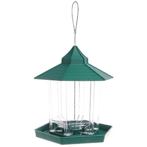 Mangeoire suspendue pour oiseaux sauvages, étanche, en plastique transparent, en forme de gazebo