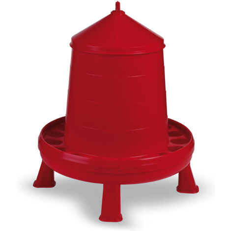 Mangeoire Volailles En Plastique Gamme Eco 8kg Avec Pieds Rouge - Gaun