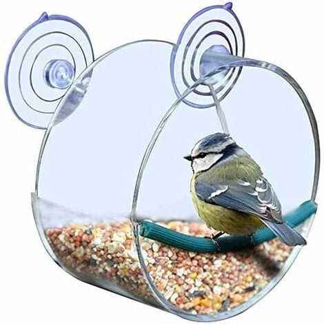 15715cm Mangeoires à fenêtre Acrylique Transparent, Bird Feeder Mangeoire à  Oiseaux Sauvages avec Porte-graines et