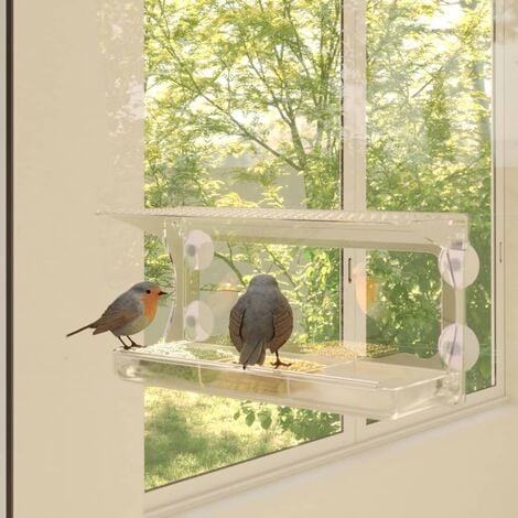 FIGFYOU Mangeoire Oiseaux Fenêtre en Acrylique Mangeoire Oiseaux Exterieur  Mangeoire de Fenêtre Transparent avec 3 Ventouses Mangeoire Imperméable  pour Oiseaux Sauvages Perroquet Moineau(15*15*6cm) : : Jardin