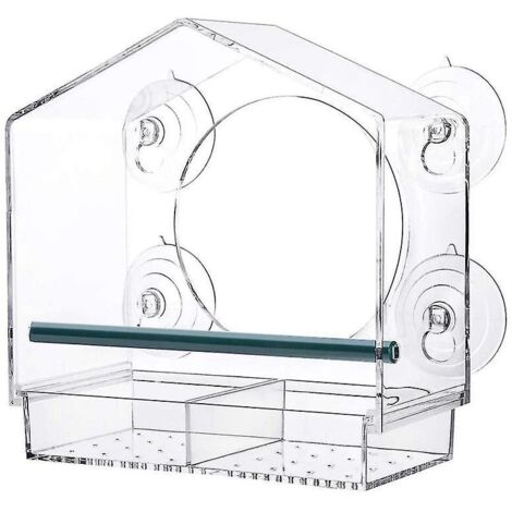 Mangeoires à oiseaux pour fenêtre avec ventouses puissantes, transparentes pour l'extérieur, nichoir avec 2 compartiments amovibles