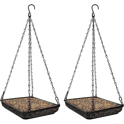 Mangeoires à oiseaux suspendues en métal avec chaînes résistantes pour l'extérieur et le jardin - Lot de 217,5 x 17,4 x 41 cm