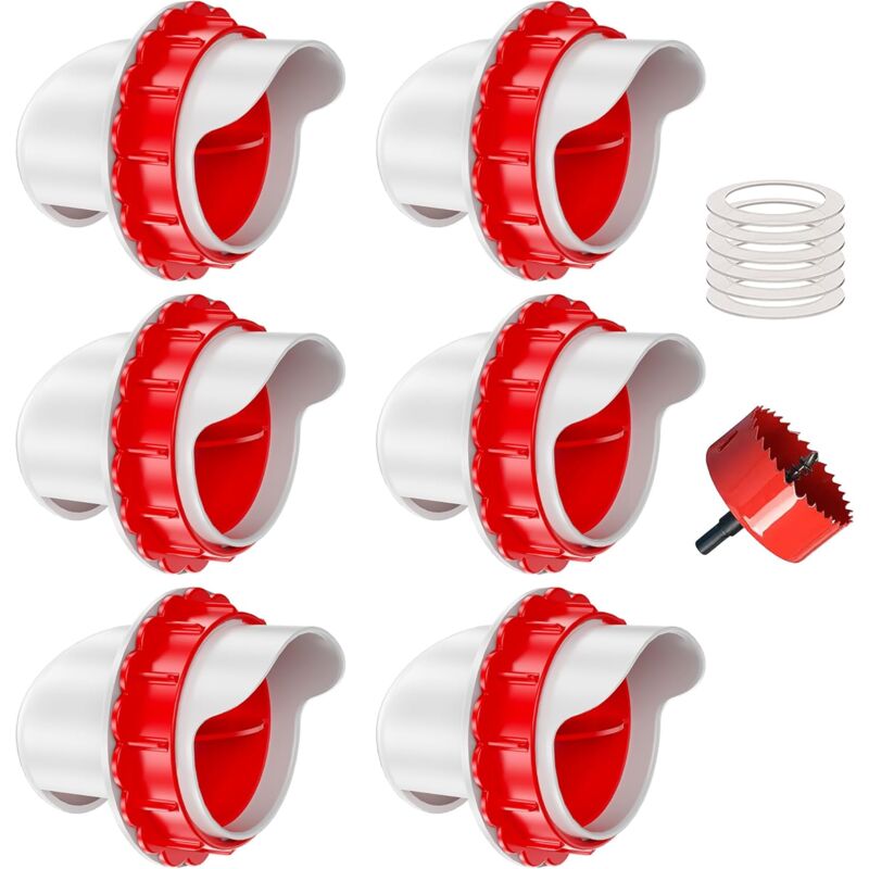 Mangeoires à volaille diy sans gaspillage, 6 ports avec scie cloche pour seaux, abreuvoirs