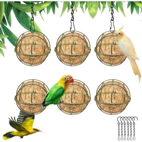 Mangeoires pour Oiseaux Sauvages, 6pcs Mangeoire à Oiseaux Suspendue à Boule, Porte Boule de Graisse à Oiseaux Mangeoires