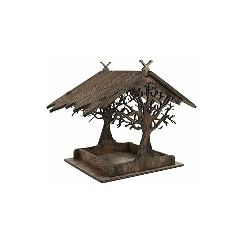 Ahlsen - Mangeoires pour Oiseaux Sauvages Mangeoire Oiseaux Exterieur en Bois Maison Oiseaux Exterieur Jardin Mangeoire à Oiseaux Suspendue Nichoir