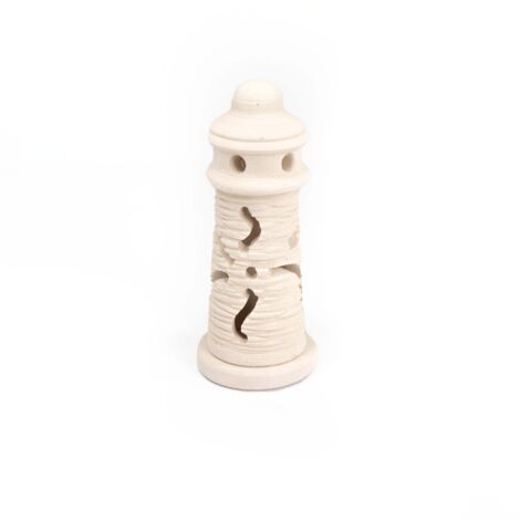 Mangiafumo, Porta Candela Lumino FARO decorazione bomboniera in Pietra Leccese salentina 6,5xH17,3 cm