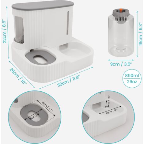 Mangiatoia automatica a gravità 2 in 1 - Capacità 850 ml - Ciotola per gatti, gattini, cani di piccola e grande taglia, cuccioli - Facile da pulire - Cibo umido e secco