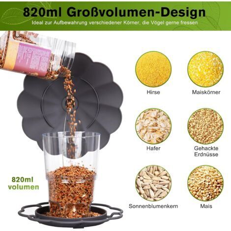 Mangiatoia per uccelli da esterno sospesa, 820 ml, resistente alle intemperie, ideale come casetta per uccelli selvatici di piccole dimensioni in giardini e parchi.