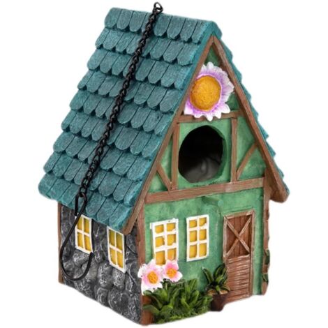 Mangiatoia per uccelli sospesa da giardino, mangiatoia per uccelli, albero decorativo in resina, ornamenti esterni fatti a mano