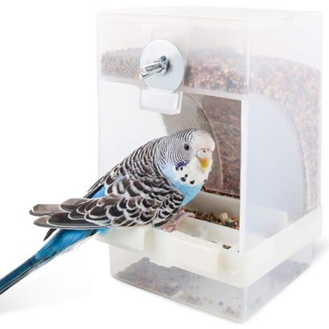 Mangiatoia per uccelli trasparente, stazione di alimentazione automatica per uccelli, può essere sospesa, 16 x 10 x 9,5 cm, grande capacità, può contenere cibo sufficiente per 15