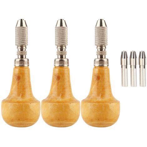 Mango de grabador, portabrocas de joyero, mangos de madera, tornillo de banco, taladro manual, grabado, juego de 3, portabrocas tipo grabador, mandril, boquilla de bloqueo de un solo extremo, herramie