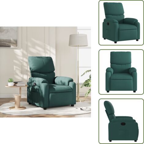 Mango de reclinado - vidaXL Sillón reclinable de tela verde oscuro - Tela verde oscuro