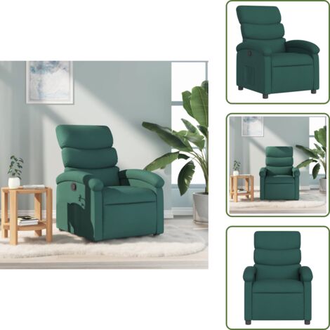 Mango de reclinado - vidaXL Sillón reclinable de tela verde oscuro - Tela verde oscuro