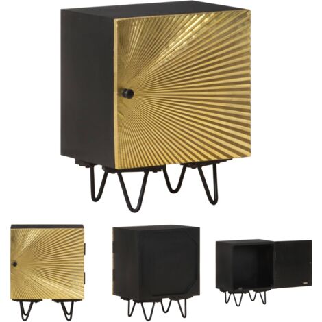 Mango Holz - vidaXL Nachttisch mit Messing-Front 40x30x50 cm Massivholz Mango - Massivholz Nachttisch
