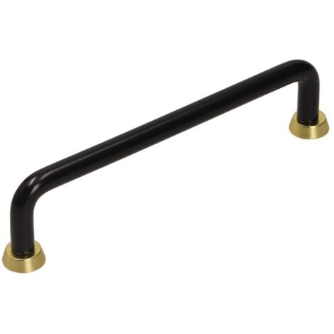 Mango US18, negro mate, oro cepillado, 128 mm