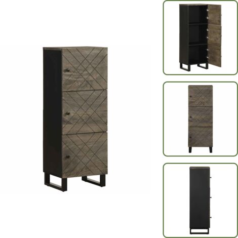 Mango - vidaXL Aparador alto madera maciza de mango negro 40x33x110 cm - Decoración