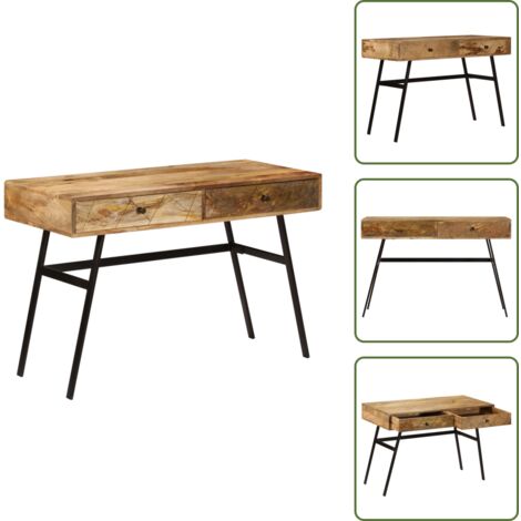 Mango - vidaXL Escritorio con cajones madera maciza de mango 110x50x76 cm - Diseño industrial