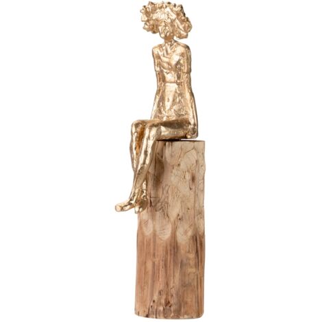 Mangoholz Polyresin Dame Figur 11X15X46 Cm