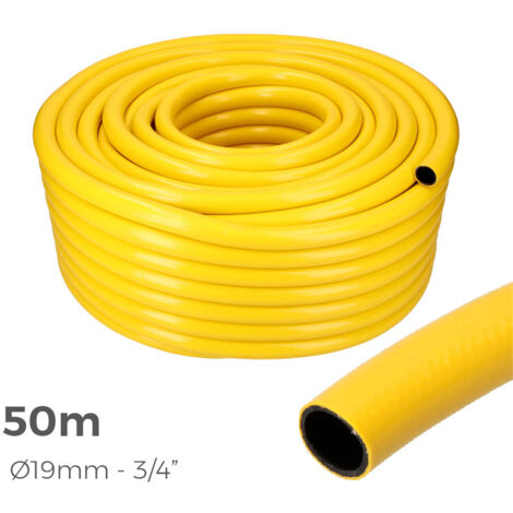 Manguera agricola color amarillo ø interior 19mm ø exterior 25mm (3/4) rollo 50m edm