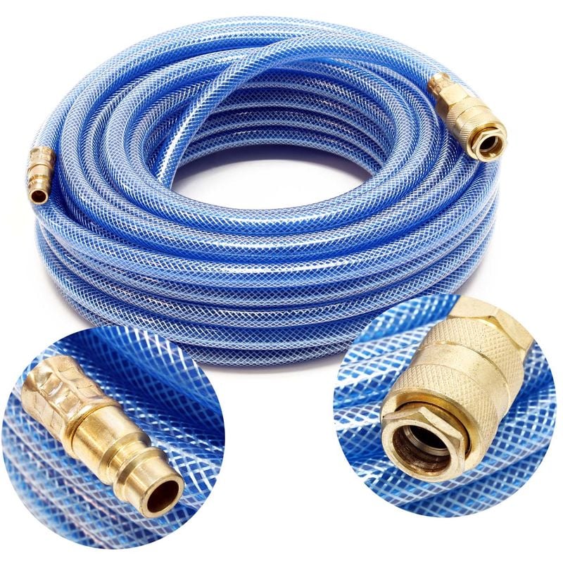 

Manguera aire comprimido PVC 15m Tubo compresor Manguera entretejida Acople rápido EU Aire a presión