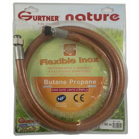 Manguera de acero inoxidable BP Butano Propano GURTNER 1m NF - 19193