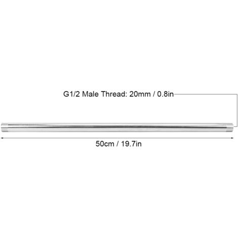 Manguera de conexión de acero inoxidable con rosca macho para sistemas sanitarios – Extensión de rosca G1/2, 50 cm, 20 mm