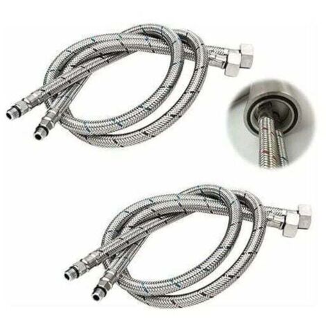 Manguera de conexión para grifos de 3/8" G DN6 de 60 cm de largo, XU, 2 piezas (1 par) de manguera flexible de agua con rosca de compresión - KZQ