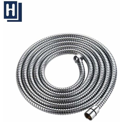 Manguera de ducha de alta calidad con doble protección antitorsión. Tubo de acero inoxidable, antitorsión, extremadamente flexible, cromado de 1/2 pulgada.