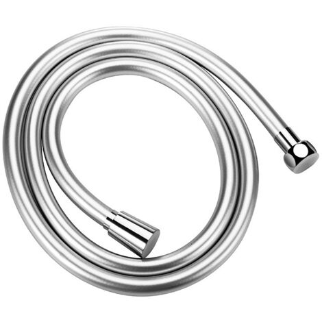 Manguera de ducha universal de 1,50 m con protección anti-torsión, manguera de ducha flexible con protección anti-torsión, incluye anillo de sellado, cromada.