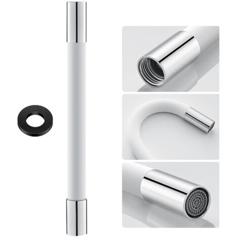 Manguera de extensión flexible de silicona con junta hermética y cabezal rociador de 360° para grifo.