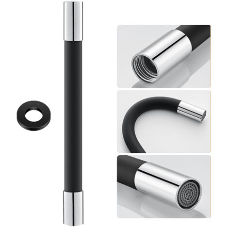 Manguera de extensión flexible de silicona con junta hermética y cabezal rociador de 360° para grifo.