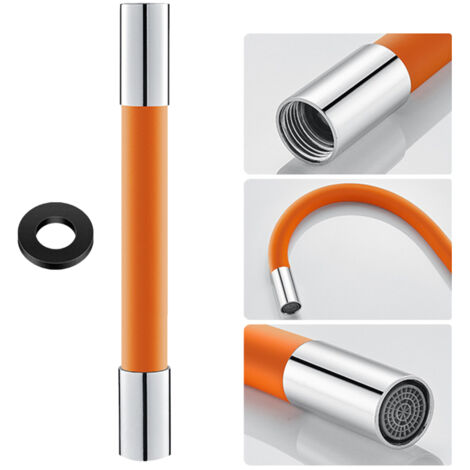 Manguera de extensión flexible de silicona con junta hermética y cabezal rociador de 360° para grifo.