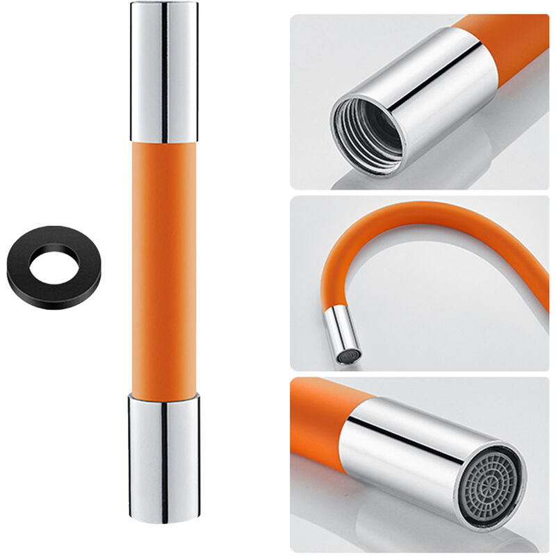 

Manguera de extension para rociador de grifo de 360 ​​grados, con burbujeador de junta a prueba de fugas, Naranja, 20cm