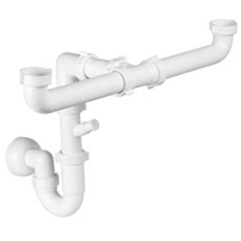Manguera de fregadero ahorradora de espacio, 2 vías, PP, blanco